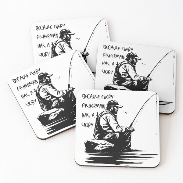 Item preview, "Because every fisherman has a story" fishing illustration  designed and sold by Art-Horizon.