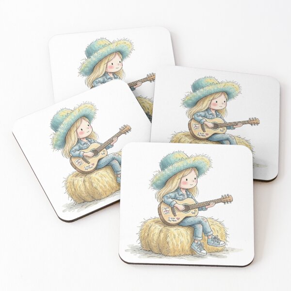 Item preview, Girl playing guitar on a bale of straw designed and sold by P2Genies.