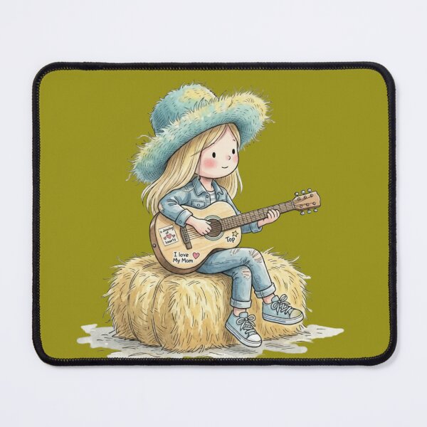 Item preview, Girl playing guitar on a bale of straw designed and sold by P2Genies.