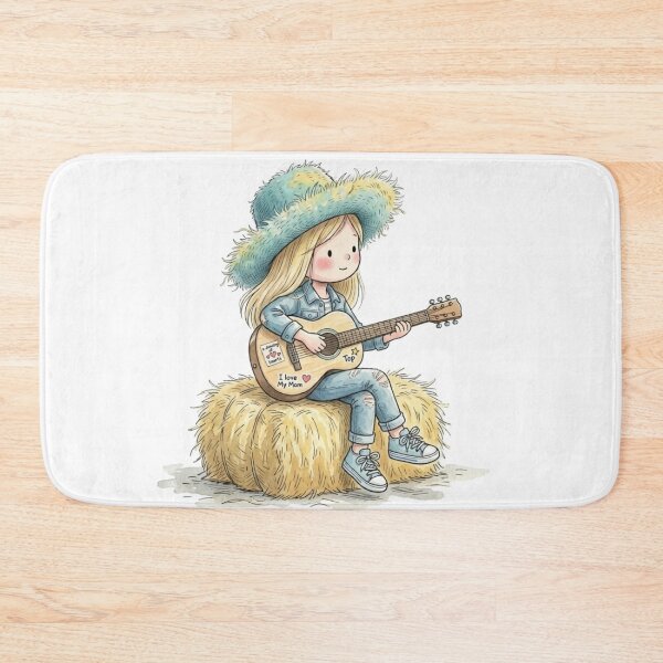 Item preview, Girl playing guitar on a bale of straw designed and sold by P2Genies.