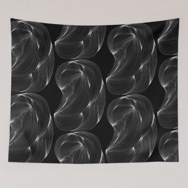 Item preview, Biomorphic Wave — Abstract Flow Black White Line Art designed and sold by SaharArtwork.