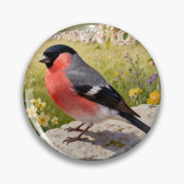 Item preview, Bullfinch Blossom Path - Yorkshire Dales Spring Countryside Painting designed and sold by QuietCanvasArtworks.