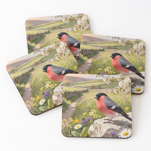 Item preview, Bullfinch Blossom Path - Yorkshire Dales Spring Countryside Painting designed and sold by QuietCanvasArtworks.