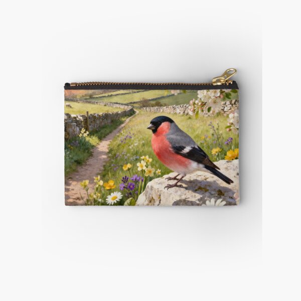Item preview, Bullfinch Blossom Path - Yorkshire Dales Spring Countryside Painting designed and sold by QuietCanvasArtworks.