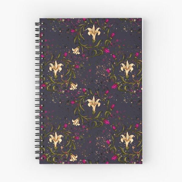 Item preview, Baroque lily flowers on purple background - Victorian floral designed and sold by NadiaChevrel.