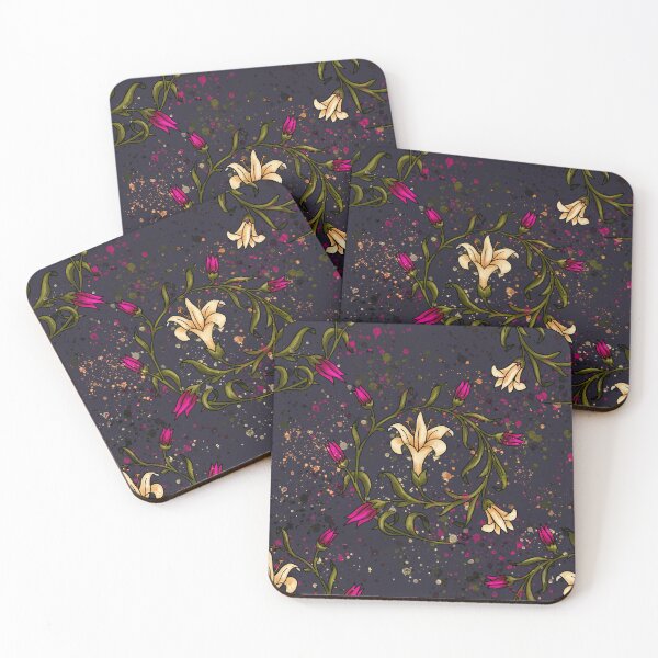 Item preview, Baroque lily flowers on purple background - Victorian floral designed and sold by NadiaChevrel.