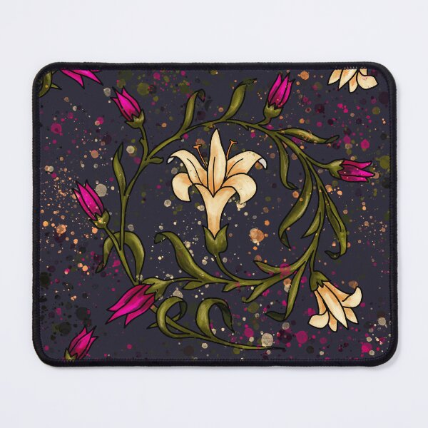 Item preview, Baroque lily flowers on purple background - Victorian floral designed and sold by NadiaChevrel.