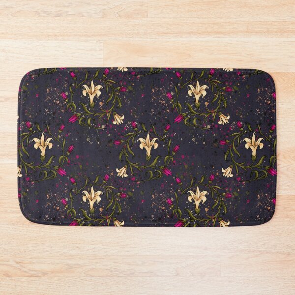 Item preview, Baroque lily flowers on purple background - Victorian floral designed and sold by NadiaChevrel.