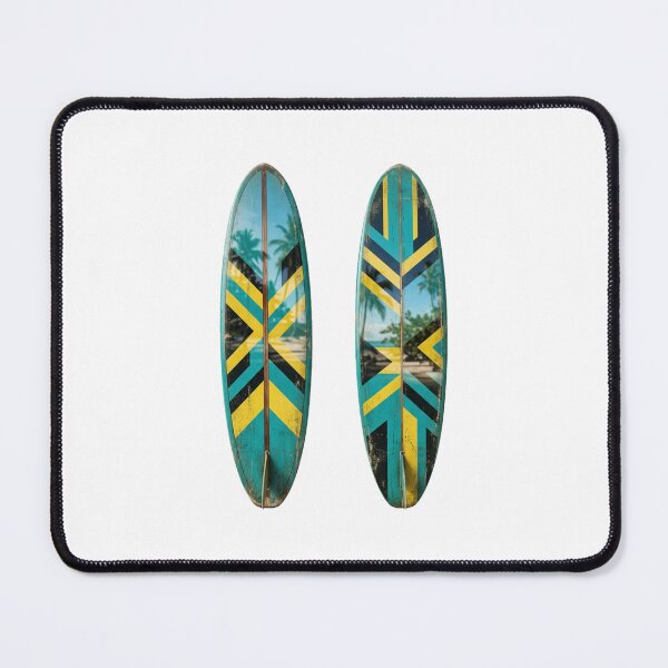 Item preview, Retro Bahamas Flag Color Surfboard Tropical Art designed and sold by DuckOddity.