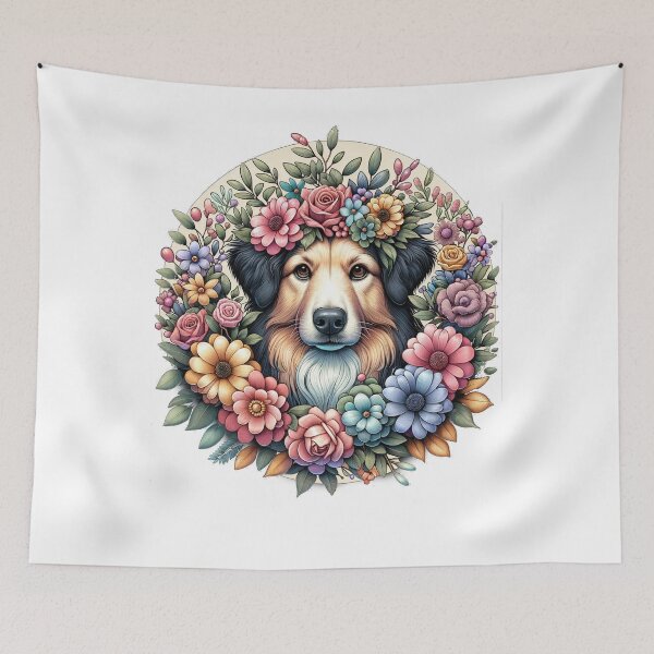 Item preview, Floral Dog Portrait designed and sold by SiarheiYur.