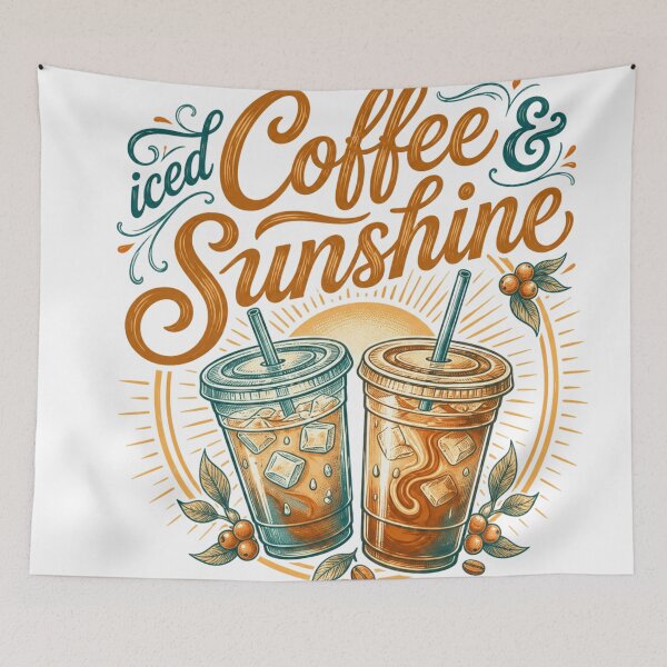 Item preview, Retro Iced Coffee And Sunshine Summer Illustration designed and sold by ZENVIRART.