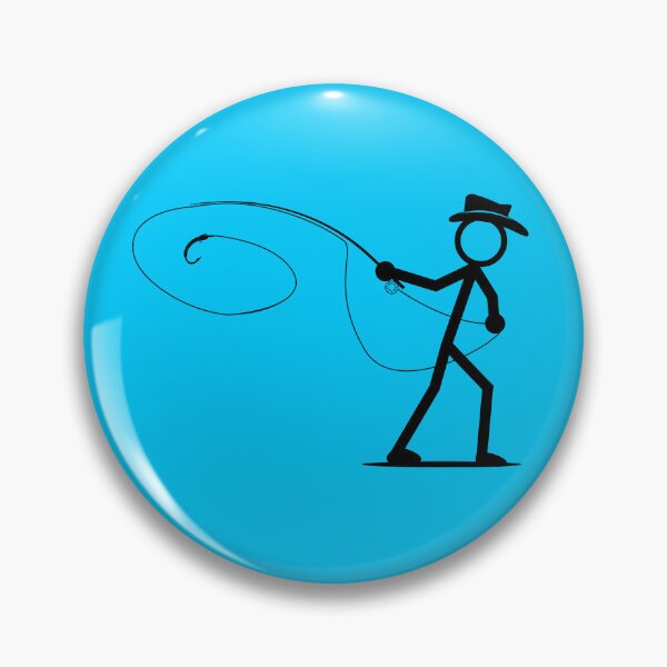Item preview, Stickman fly fisher in mid cast fishing illustration. designed and sold by Art-Horizon.
