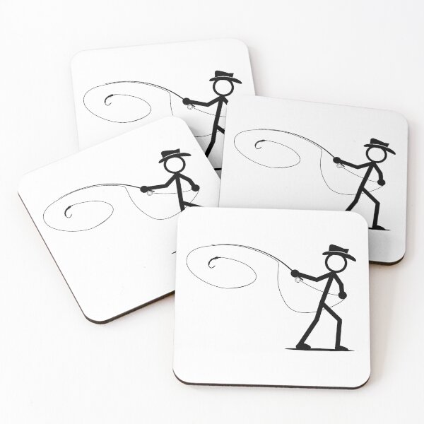 Item preview, Stickman fly fisher in mid cast fishing illustration. designed and sold by Art-Horizon.