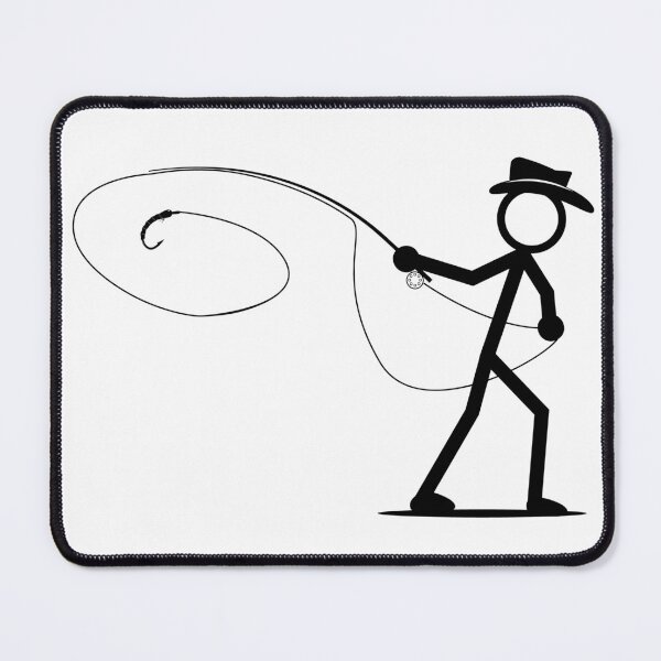Item preview, Stickman fly fisher in mid cast fishing illustration. designed and sold by Art-Horizon.
