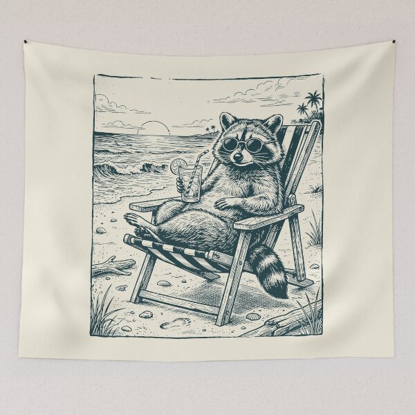 Item preview, Raccoon Beach Vacation Summer Vibes Feral Relaxing designed and sold by Y-Vibes.