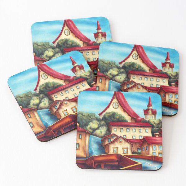 Item preview, Townscape with red roofs designed and sold by NadiaChevrel.