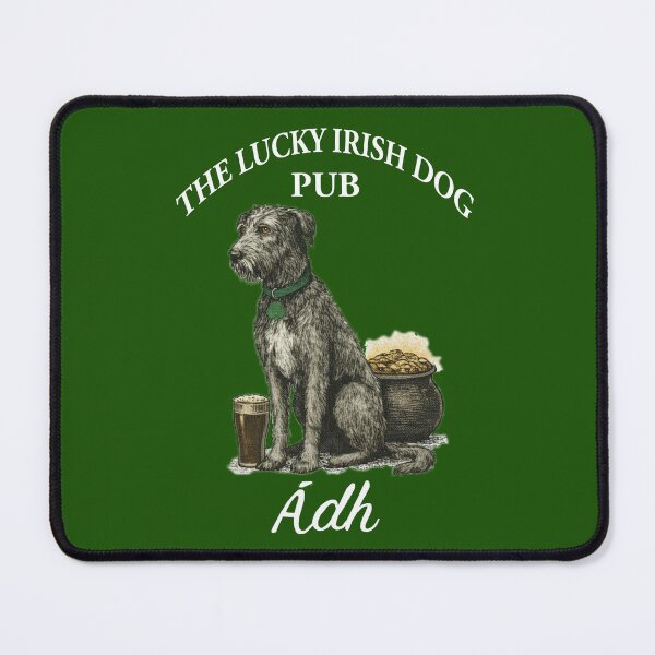Item preview, The Lucky Irish Dog Pub - white font designed and sold by Irish Wolfhound Central.