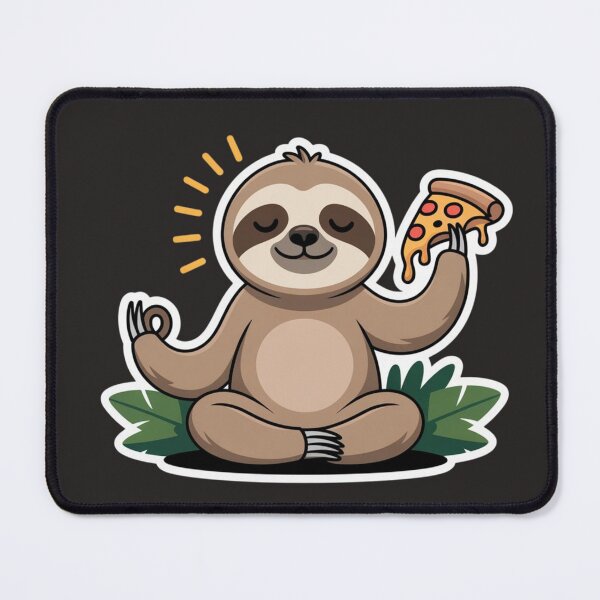 Item preview, Zen Yoga Sloth Meditation with Pizza - Funny Mindfulness Wildlife Sticker designed and sold by Barkashow.