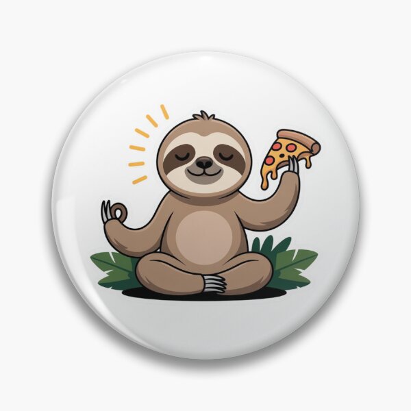 Item preview, Zen Yoga Sloth Meditation with Pizza - Funny Mindfulness Wildlife Sticker designed and sold by Barkashow.