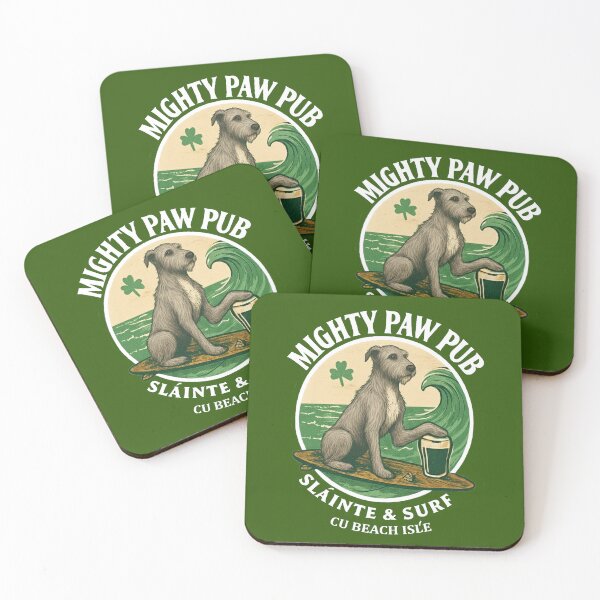 Item preview, Might Paw Pub - white font & circle designed and sold by Irish Wolfhound Central.