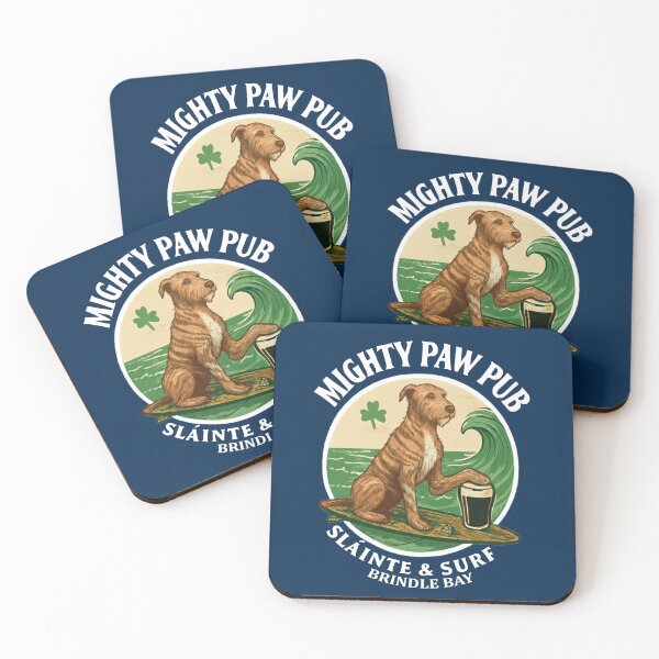 Item preview, Might Paw Pub - Brindle Bay - white font & circle designed and sold by Irish Wolfhound Central.