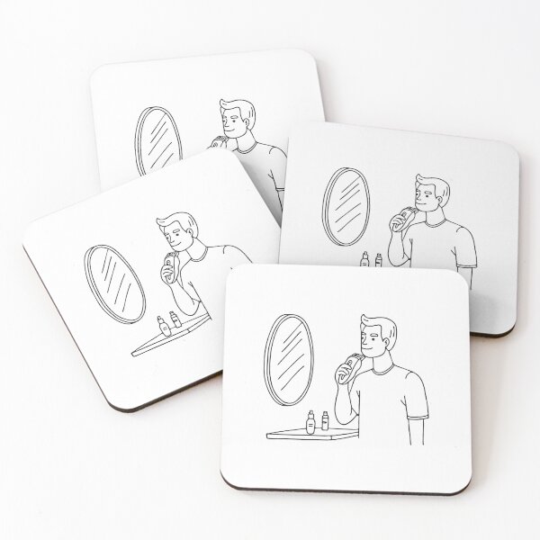 Item preview, Man Holding Beard Trimmer Near Mirror designed and sold by rasagamastore.