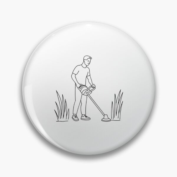 Item preview, A man with grass trimmer near tall grass designed and sold by rasagamastore.