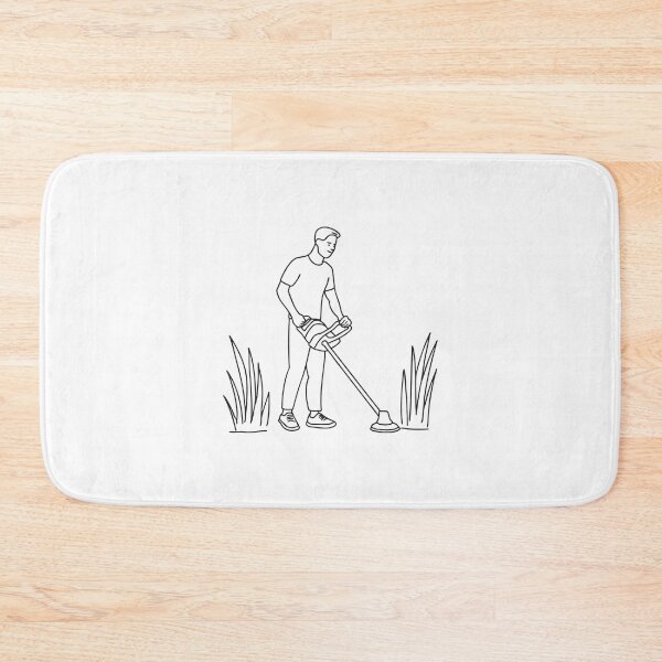 Item preview, A man with grass trimmer near tall grass designed and sold by rasagamastore.