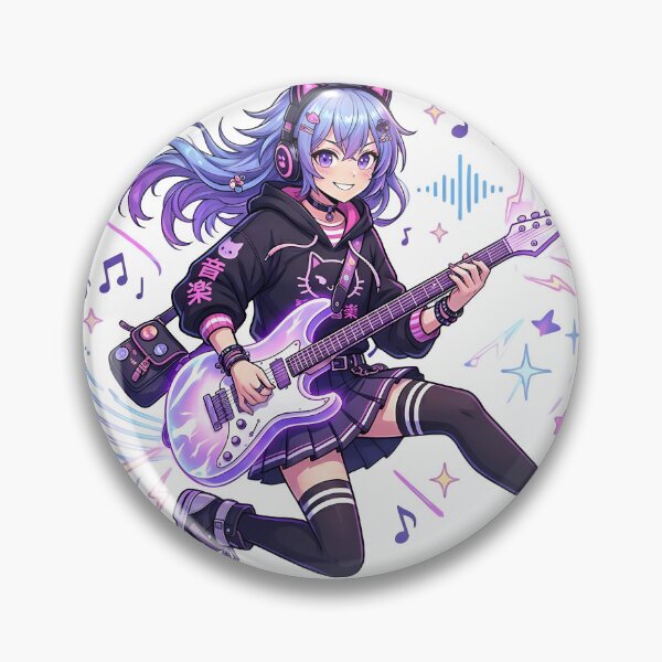Item preview, Cyber Pop Anime Guitarist - Kawaii Rockstar Musician Art designed and sold by MugenAnime.