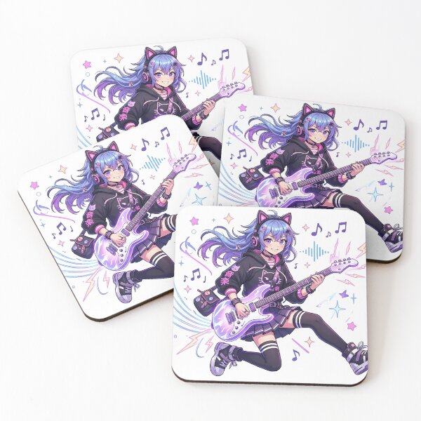 Item preview, Cyber Pop Anime Guitarist - Kawaii Rockstar Musician Art designed and sold by MugenAnime.