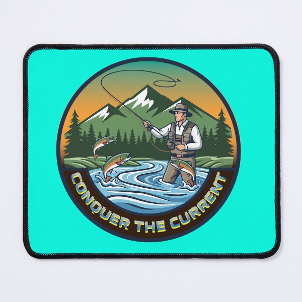 Item preview, Fly fishing illustration "Conquer the current". designed and sold by Art-Horizon.