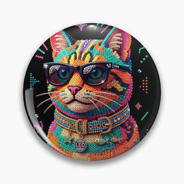 Item preview, Cool Retro Cat with Sunglasses 3D Perler Bead Art designed and sold by Rahaf-shop9.