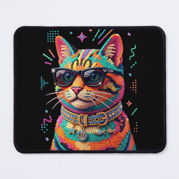 Item preview, Cool Retro Cat with Sunglasses 3D Perler Bead Art designed and sold by Rahaf-shop9.