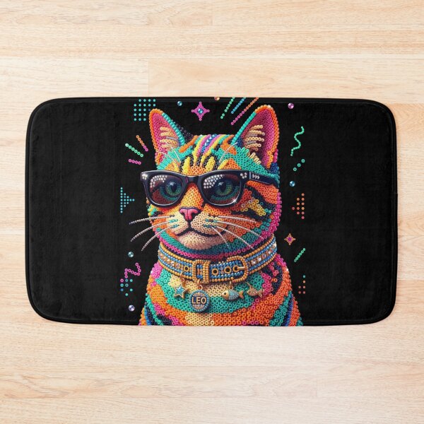 Item preview, Cool Retro Cat with Sunglasses 3D Perler Bead Art designed and sold by Rahaf-shop9.