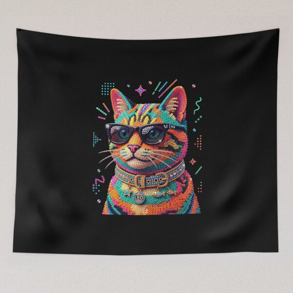 Item preview, Cool Retro Cat with Sunglasses 3D Perler Bead Art designed and sold by Rahaf-shop9.
