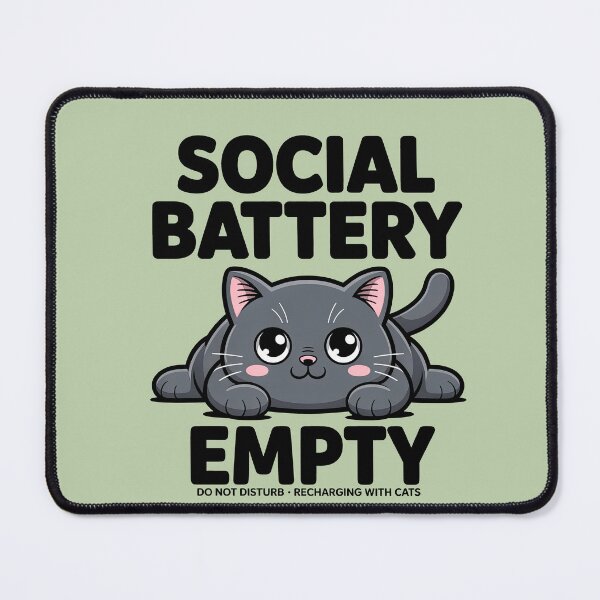Item preview, Cute Introvert Cat Social Battery Empty designed and sold by GrafTeesLab.