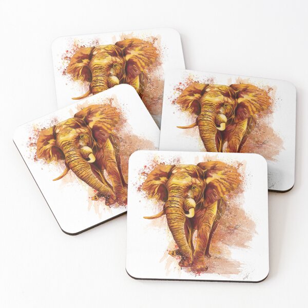Item preview, Yellow ocher elephant on white background designed and sold by NadiaChevrel.