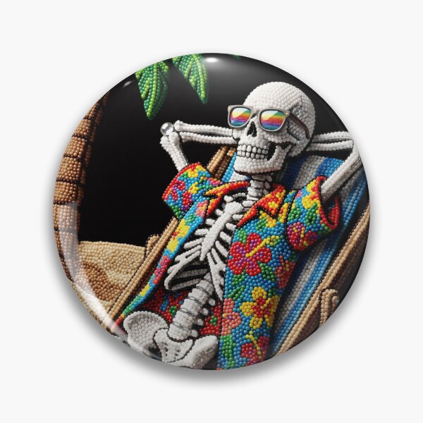 Item preview, Relaxing Beach Skeleton in Tropical Hawaii Shirt 3D Bead Art designed and sold by Rahaf-shop9.