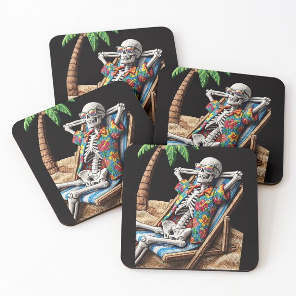 Item preview, Relaxing Beach Skeleton in Tropical Hawaii Shirt 3D Bead Art designed and sold by Rahaf-shop9.
