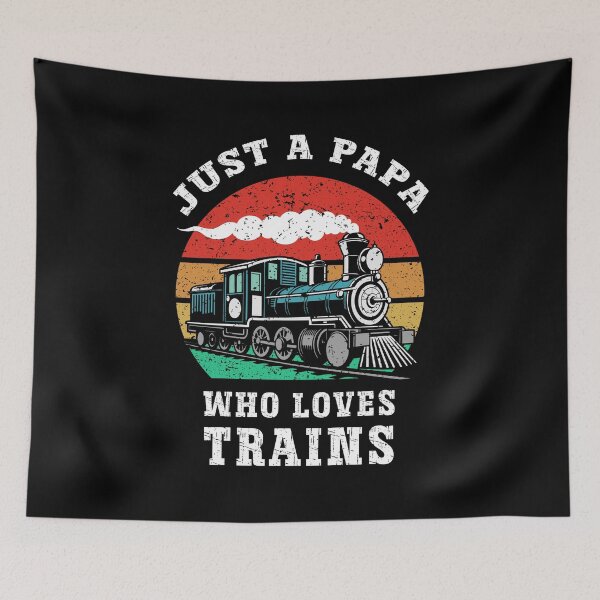 Item preview, Just a Papa Who Loves Trains Vintage Retro Locomotive designed and sold by Dmetalx Art Apparel.