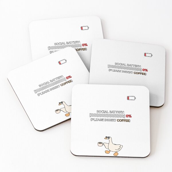 Item preview, Social Battery Low Please Insert Coffee Funny Introvert Quote designed and sold by DailyStickerLab.