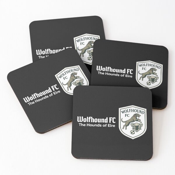 Item preview, Wolfhound FC - Leaping Irish Wolfhounds - Hounds of Eire - White font designed and sold by Irish Wolfhound Central.