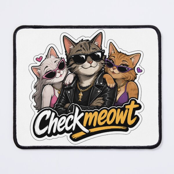 Item preview, Checkmeowt Cool Cat With Admirers Funny Cat Pun Sticker Style Design designed and sold by extrisiceye.