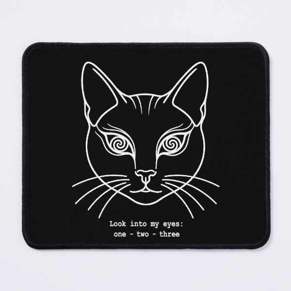 Item preview, Hypnotic Cat Line Art | Look Into My Eyes | White Cat Gothic Design designed and sold by Contrast-Factory.