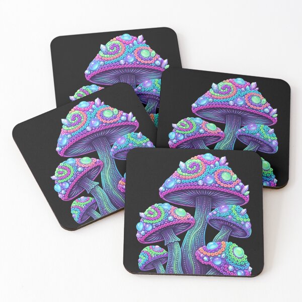 Item preview, Magical Neon Mushrooms 3D Crystal Bead Mosaic Art designed and sold by Rahaf-shop9.