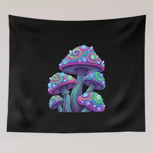 Item preview, Magical Neon Mushrooms 3D Crystal Bead Mosaic Art designed and sold by Rahaf-shop9.