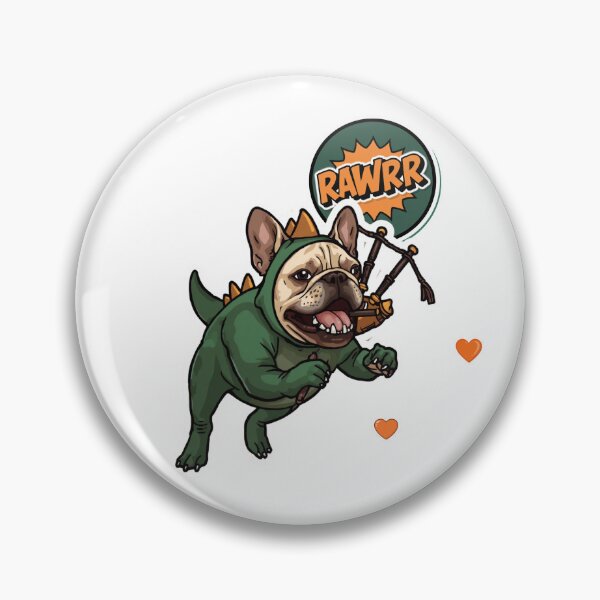 Item preview, Funny French Bulldog in Dinosaur Costume with Scottish Bagpipes | Gamer Frenchie Design designed and sold by Ink & Highlands.