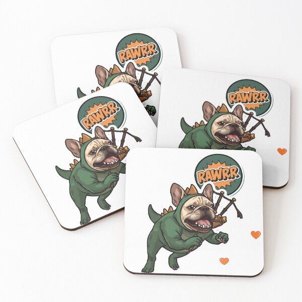 Item preview, Funny French Bulldog in Dinosaur Costume with Scottish Bagpipes | Gamer Frenchie Design designed and sold by Ink & Highlands.