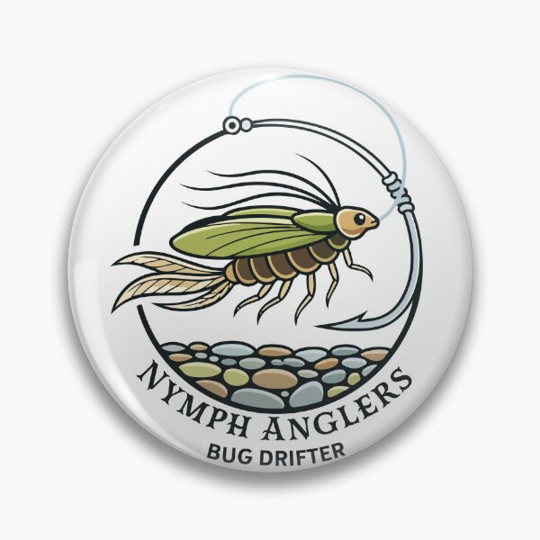 Item preview, Fishing illustration with an insect nymph drifting with text "nymph anglers" designed and sold by Art-Horizon.