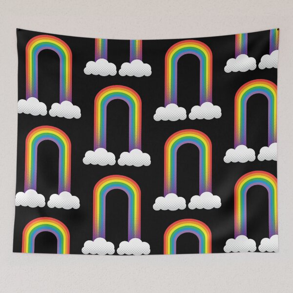 Item preview, Pride Month rainbow with clouds LGBTQIA colorful half tone rainbow design designed and sold by Jdawnink.